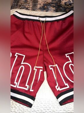 Rhude Court Logo Red Designer Shorts with pockets/athletic/drawstring/men/XL